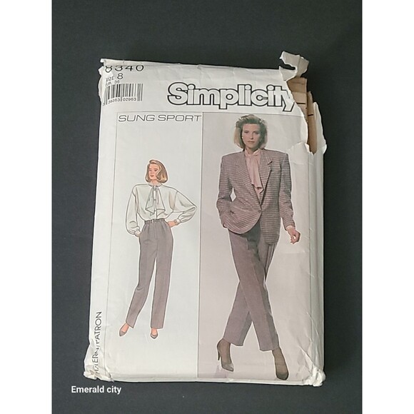 Vtg Simplicity 8340 Sung Sport Misses’ Jacket Pants Blouse Pattern Sz 8 UnCut - Picture 8 of 8